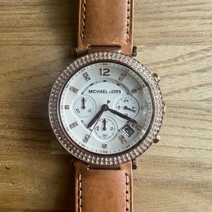 Michael Kors ladies Parker Chronograph dress watch NEW BATTERY